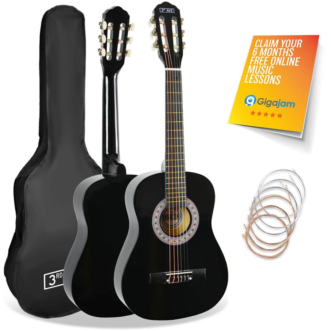 3rd Avenue 12 Size Classical Guitar Pack - Black - Image 1