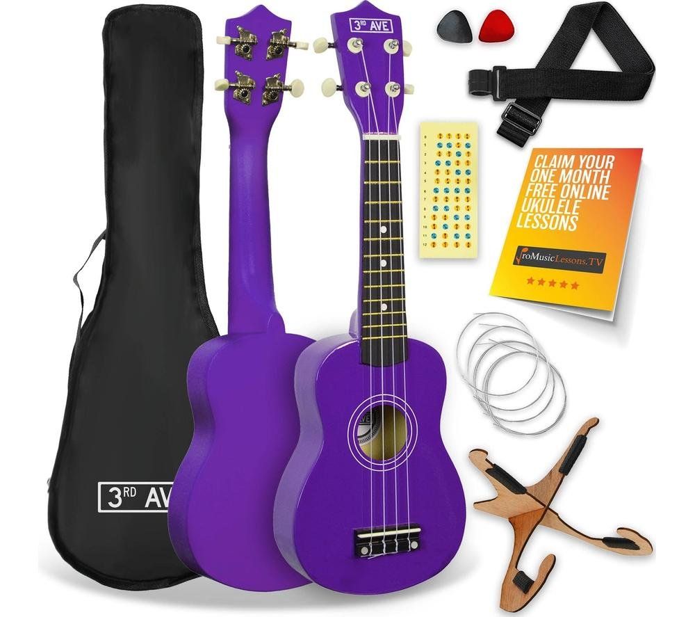 3rd Avenue Soprano Ukulele Beginners Bundle - Purple - Image 1