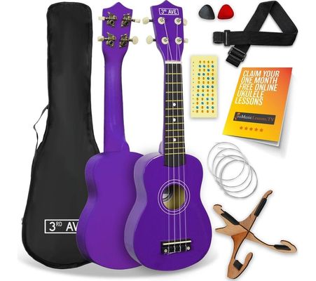 3rd Avenue Soprano Ukulele Beginners Bundle - Purple