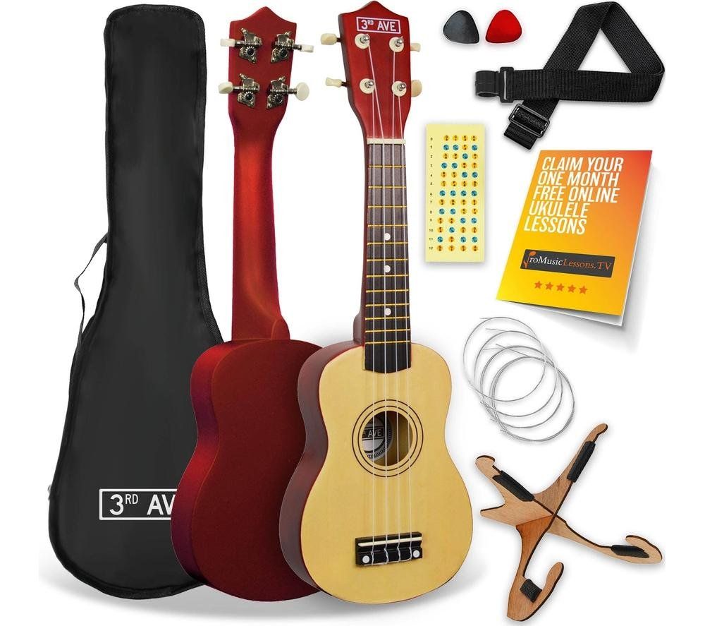 3rd Avenue Soprano Ukulele Beginners Bundle - Natural - Image 1