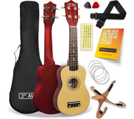 3rd Avenue Soprano Ukulele Beginners Bundle - Natural
