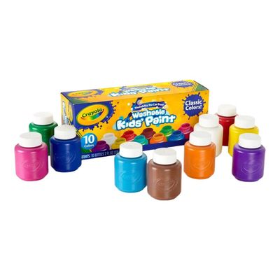 Crayola Washable Kids Paint Set Pack of 10 Bottles 2oz - Multicolour