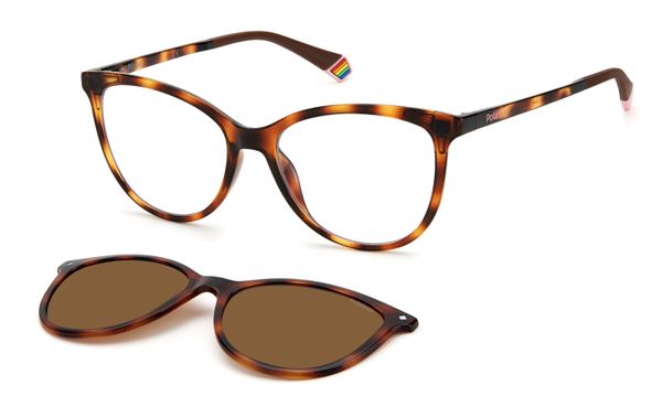 Polaroid Kobieta Polaroid PLD 6138/CS 086/SP Okulary przeciwsłoneczne Plastikowy Hawana Brązowy Cat Eye Clip-on