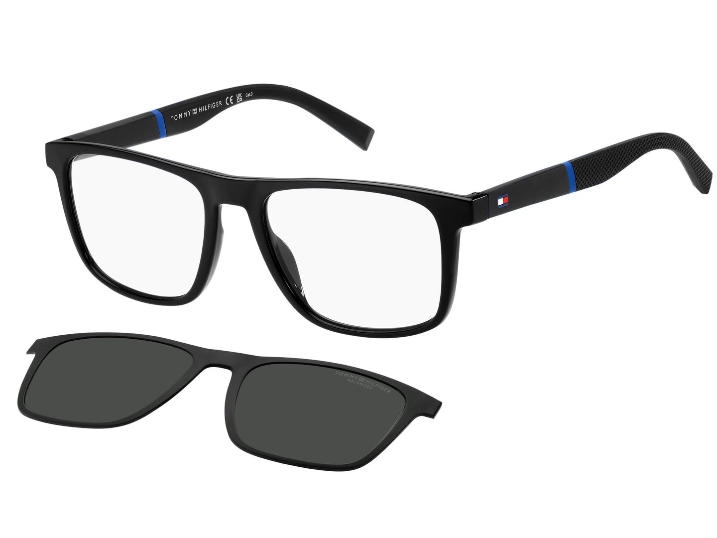 Tommy Hilfiger Mężczyzna Tommy Hilfiger TH 1903/CS 807/M9 Okulary przeciwsłoneczne Plastikowy Czarny Szary Kwadratowy Clip-on - Image 1