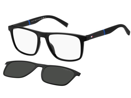 Tommy Hilfiger Mężczyzna Tommy Hilfiger TH 1903/CS 807/M9 Okulary przeciwsłoneczne Plastikowy Czarny Szary Kwadratowy Clip-on