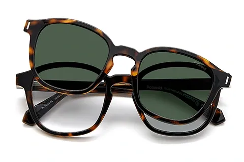 Polaroid Unisex Polaroid PLD 6203/CS 086/UC Sunglasses Plastic Havana Green Squared Polarized - Thumbnail 2