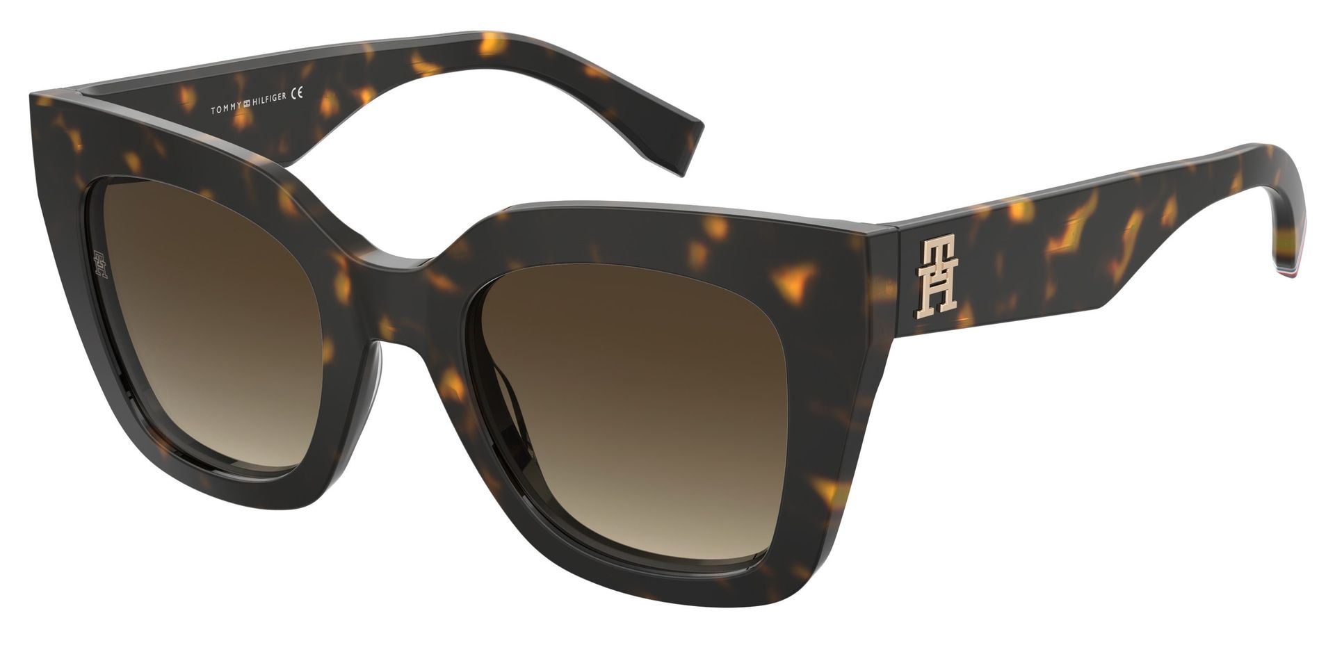 Tommy Hilfiger Kobieta Tommy Hilfiger TH 2051/S 086/HA Okulary przeciwsłoneczne Acetat Hawana Brązowy Kwadratowy Zacieniony - Image 1