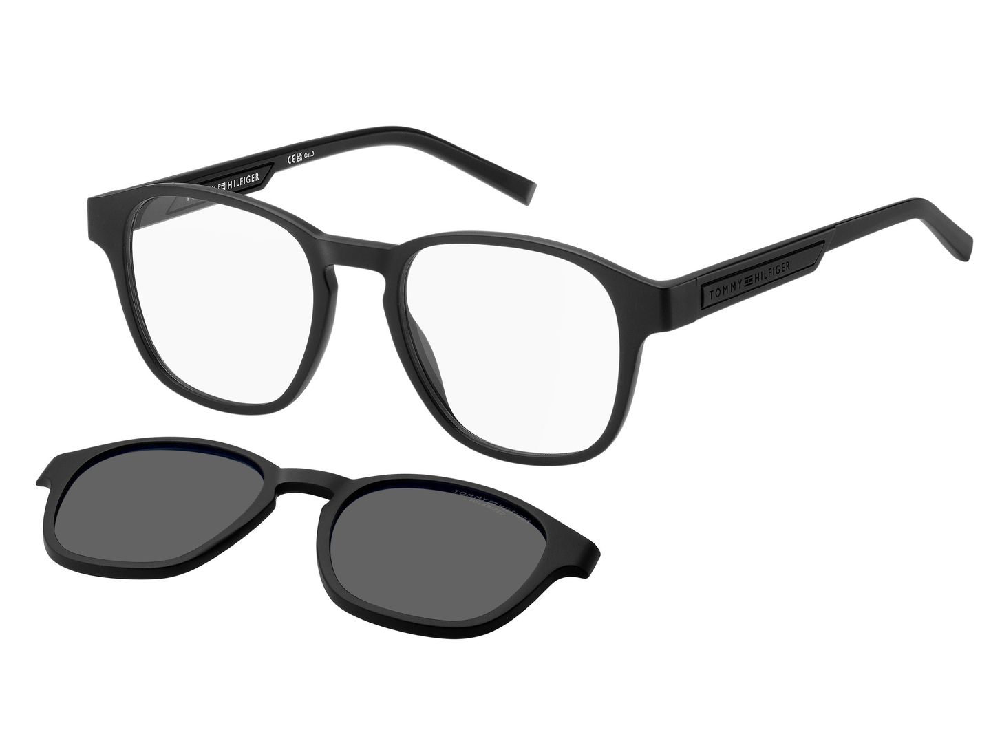 Tommy Hilfiger Mężczyzna Tommy Hilfiger TH 2085/CS 003/M9 Oprawki optyczne Bio Polyamid Czarny-nieprzejrzysty Szary Kwadratowy Spolaryzowane Clip-on - Image 1