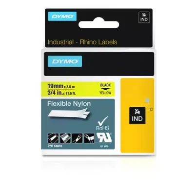 Dymo 18491/S0718090 Ribbon Nylon flexible black on yellow 19mm x 3.5m - Thumbnail 3