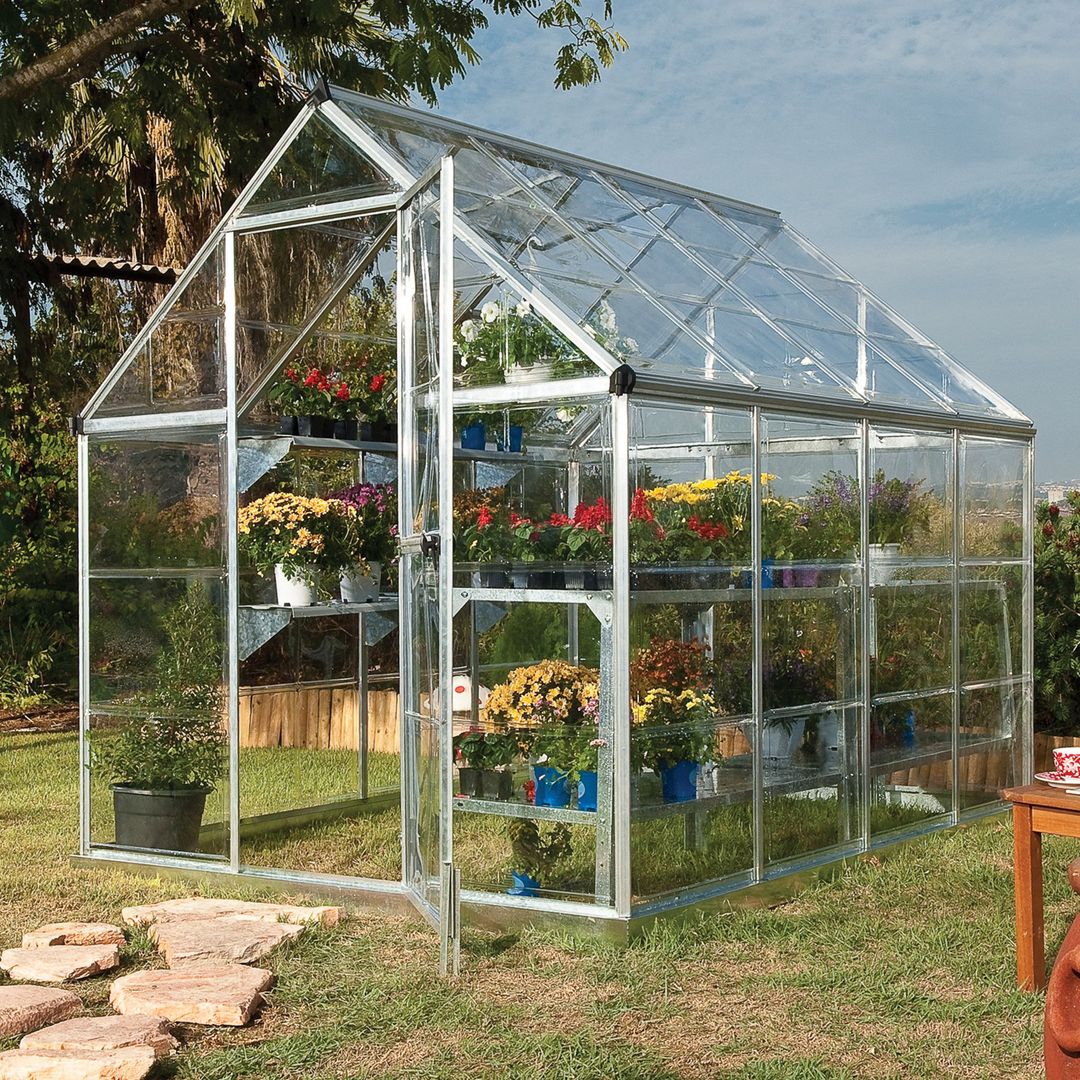 6 x 8 Palram Canopia Harmony Walk In Silver Polycarbonate Greenhouse (1.85m x 2.47m) - Image 1