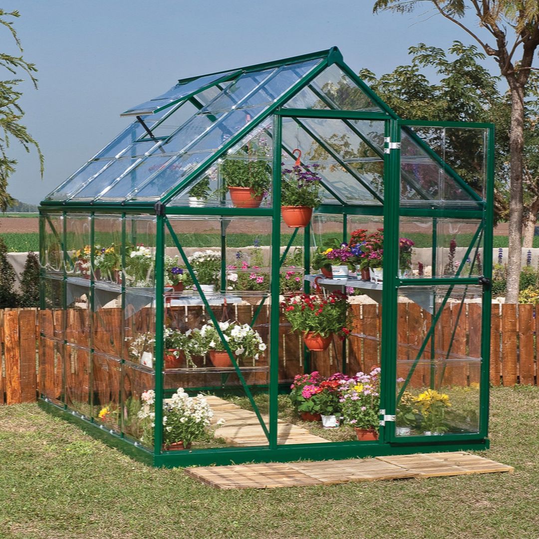 6 x 8 Palram Canopia Harmony Walk In Green Polycarbonate Greenhouse (1.85m x 2.47m) - Image 1