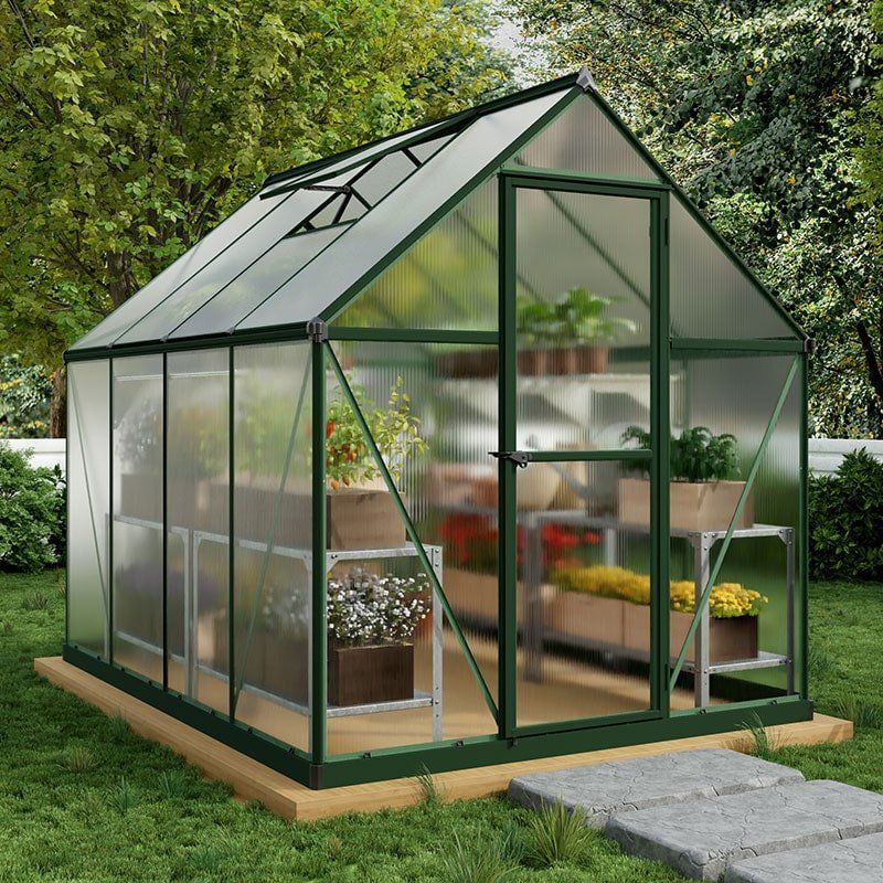 6' x 8' Palram Canopia Mythos Walk In Green Polycarbonate Greenhouse (1.85m x 2.47m) - Image 1