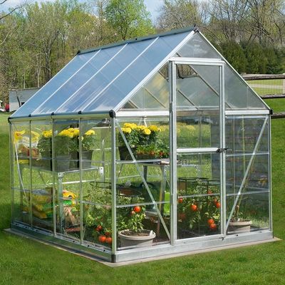 6' x 8' Palram Canopia Hybrid Walk In Silver Polycarbonate Greenhouse (1.85m x 2.47m)