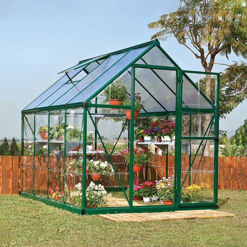 6' x 6' Palram Canopia Hybrid Green Polycarbonate Greenhouse (1.85m x 1.86m) - Image 1