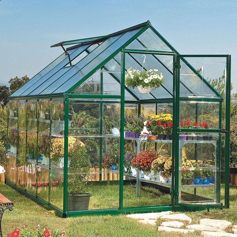 6' x 10' Palram Canopia Hybrid Walk In Green Polycarbonate Greenhouse (1.85m x 3.06m) - Image 1
