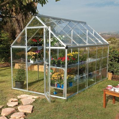 6 x 10 Palram Canopia Harmony Walk In Silver Polycarbonate Greenhouse (1.85m x 3.06m)