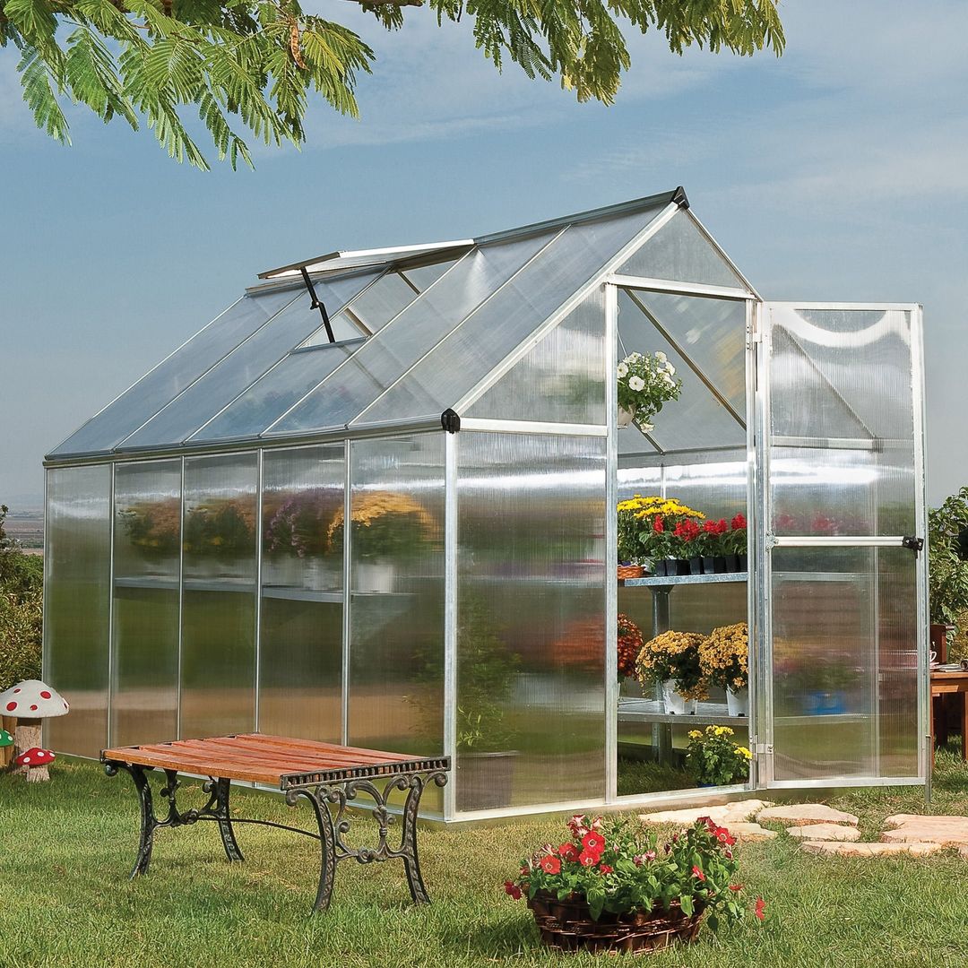 6'x10' Palram Canopia Mythos Large Walk In Silver Polycarbonate Greenhouse (1.8x3m) - Image 1
