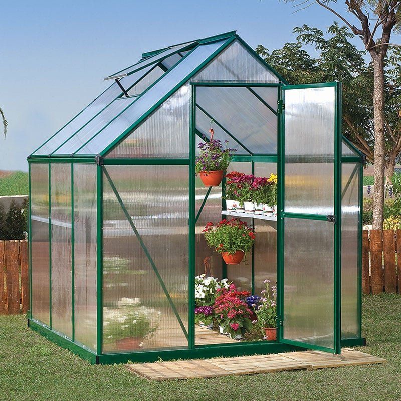 6' x 6' Palram Canopia Mythos Green Polycarbonate Greenhouse (1.85m x 1.86m) - Image 1