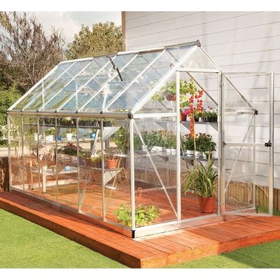 6 x 12 Palram Canopia Harmony Large Silver Polycarbonate Greenhouse (1.85m x 3.70m)