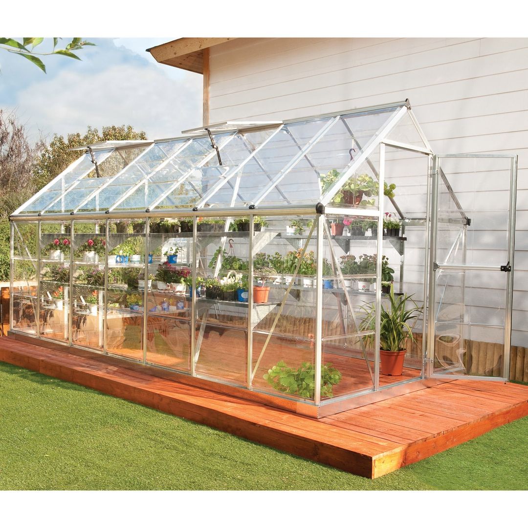 6 x 14 Palram Canopia Harmony Large Silver Polycarbonate Greenhouse (1.85m x 4.26m) - Image 1