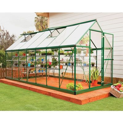 6' x 14' Palram Canopia Hybrid Large Green Polycarbonate Greenhouse (1.85m x 4.26m)
