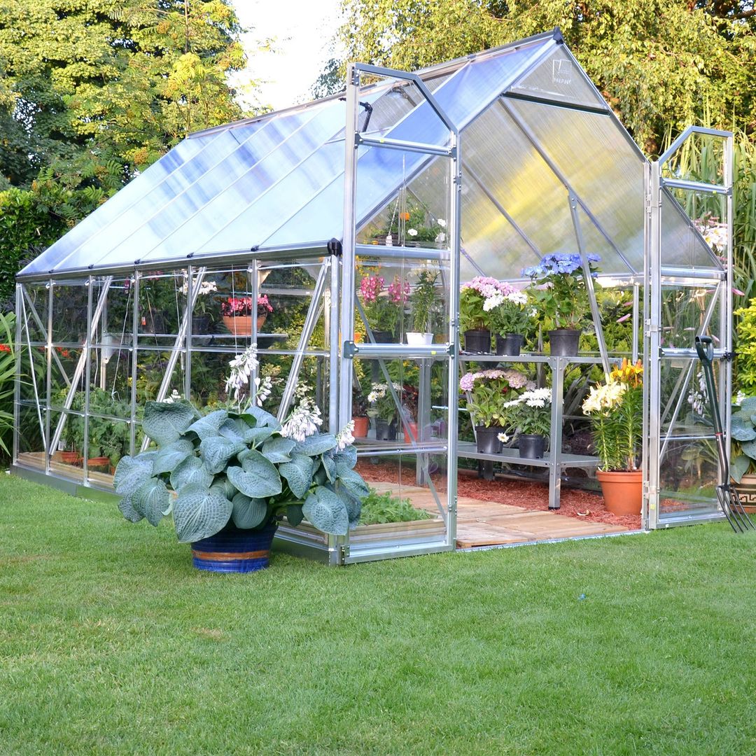 8'x12' Palram Canopia Balance Large Walk In Aluminium Framed Greenhouse (2.4x3.6m) - Image 1