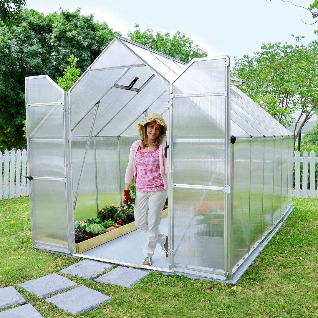 8'x12' Palram Canopia Essence Large Walk In Aluminium Framed Greenhouse (2.4x3.6m) - Image 1