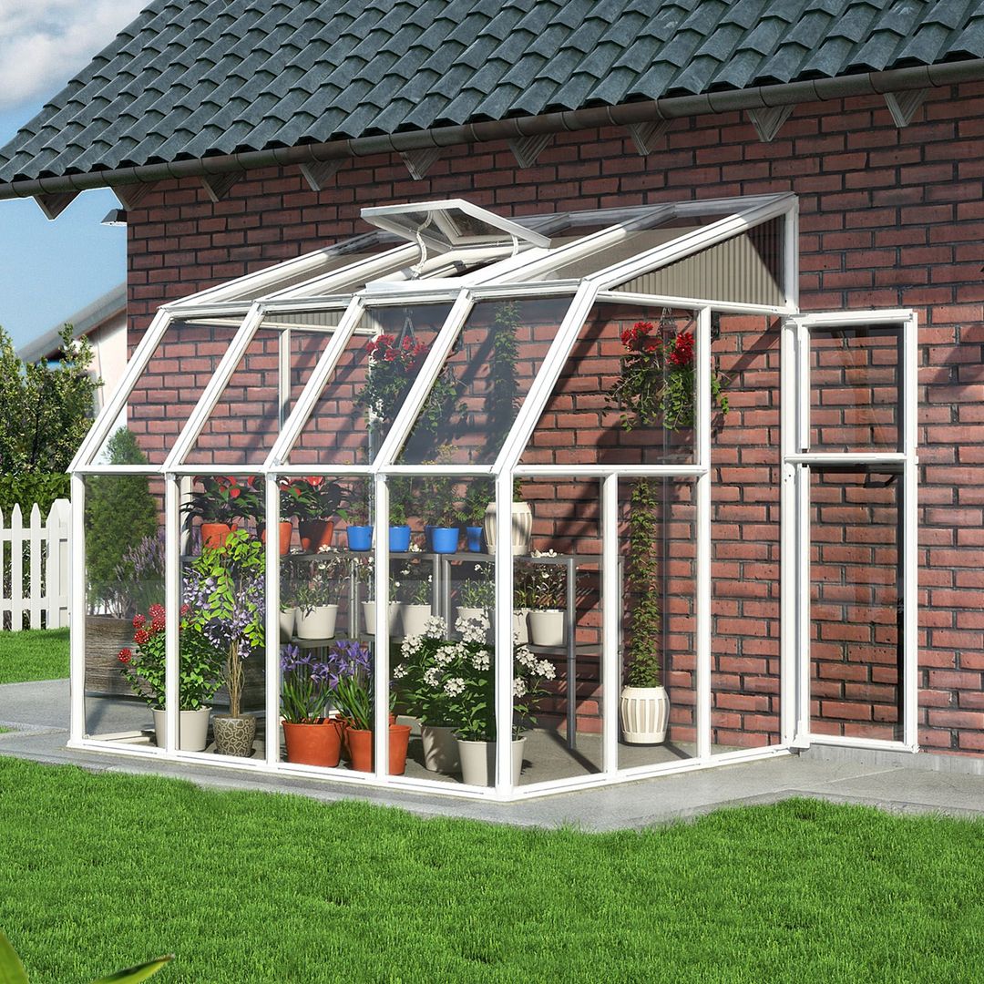 6'x8' Palram Canopia Rion White Lean to Greenhouse (1.8x2.4m) - Image 1