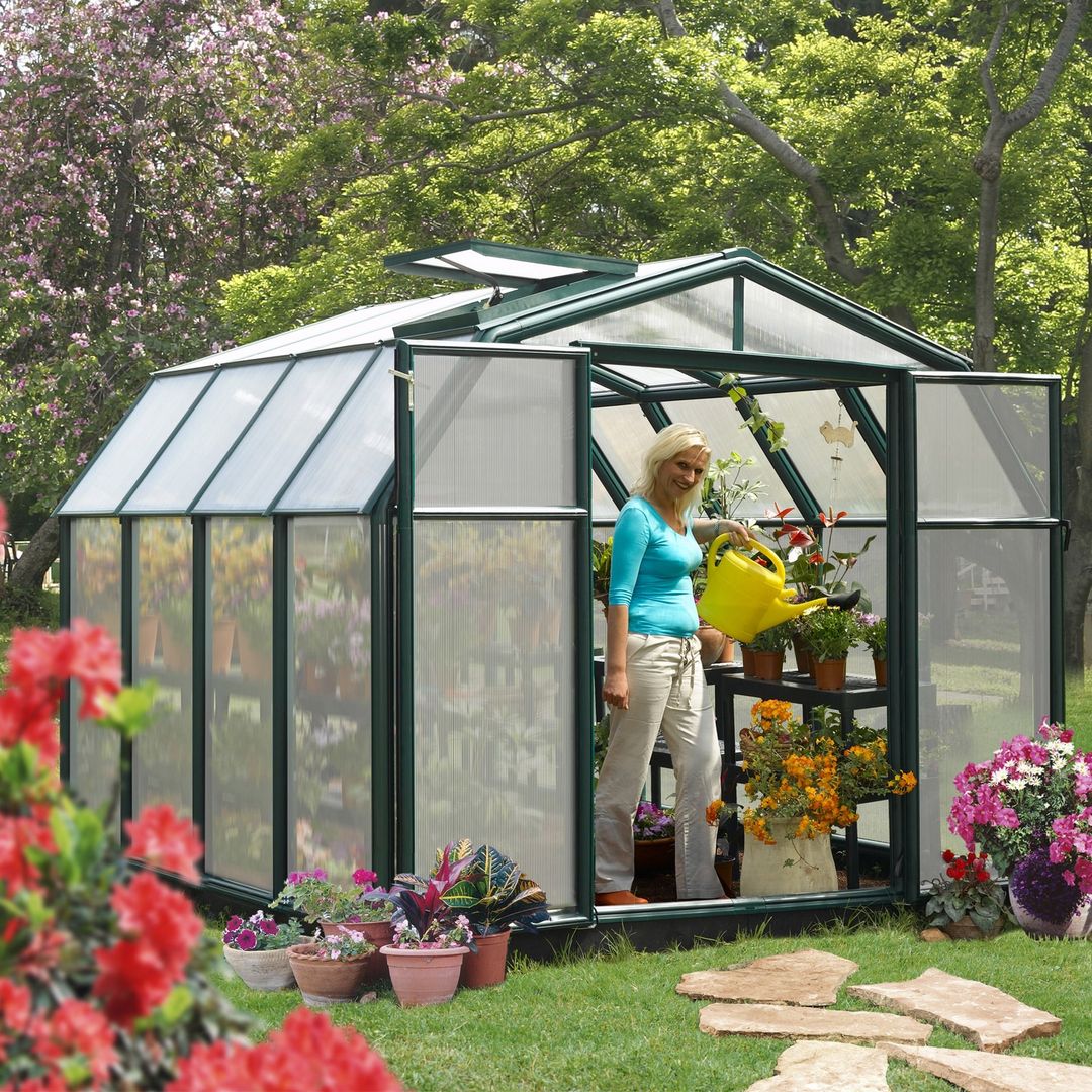 8'x8' Palram Canopia Rion Hobby Gardener Walk In Green Greenhouse (2.4x2.4m) - Image 1