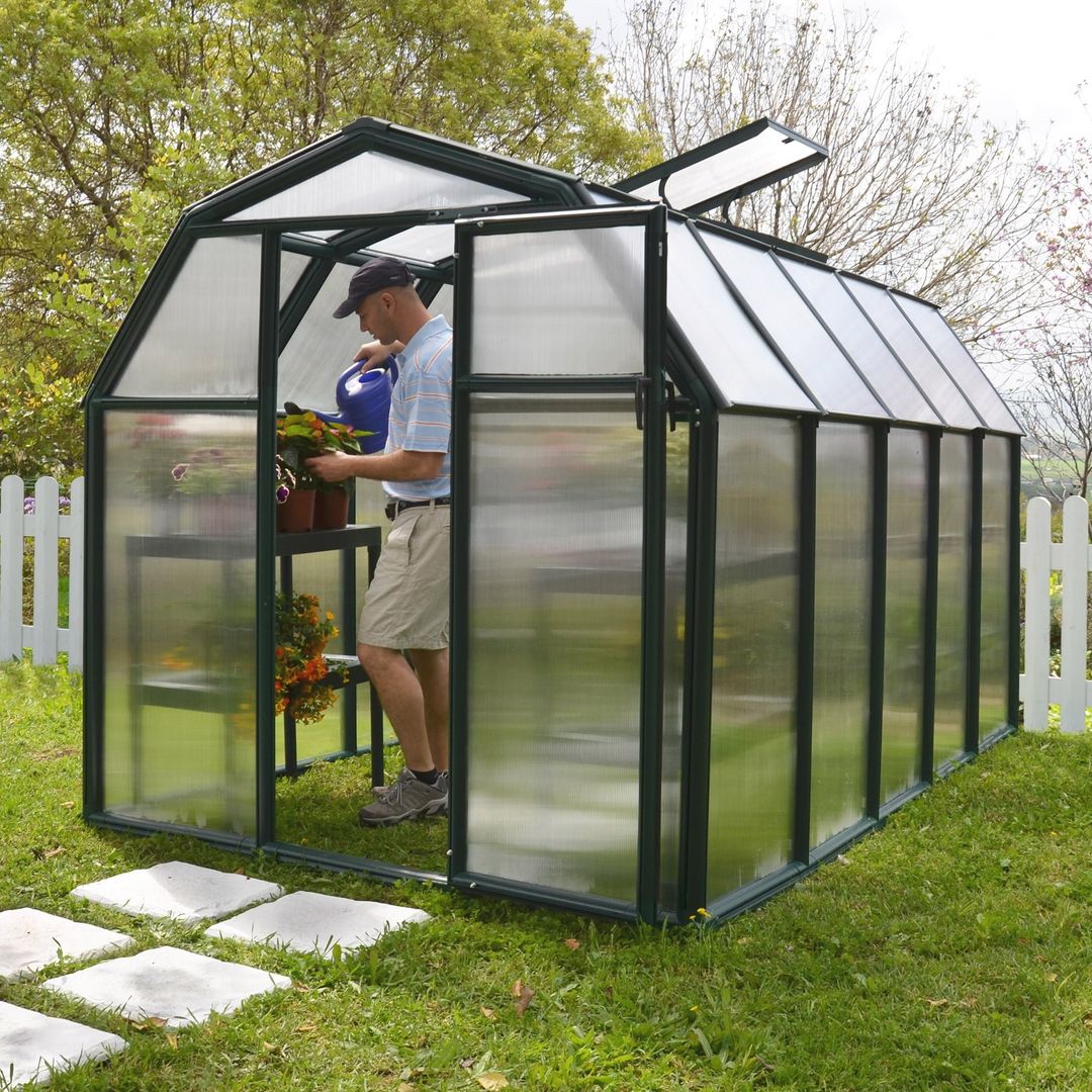 6' x 8' Palram Canopia Grey Skylight Apex Plastic Shed (1.85m x 2.29m) - Image 1