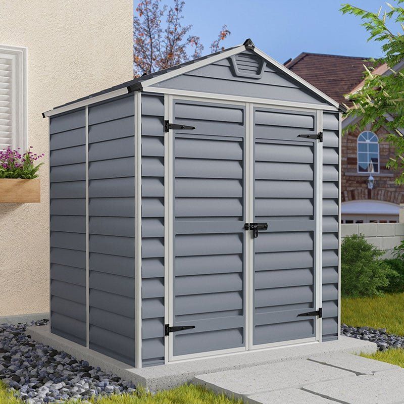 6' x 5' Palram Canopia Grey Skylight Plastic Shed (1.85m x 1.54m) - Image 1