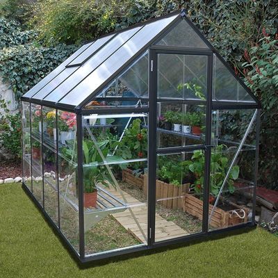 6' x 8' Palram Canopia Hybrid Walk In Grey Polycarbonate Greenhouse (1.85m x 2.47m)