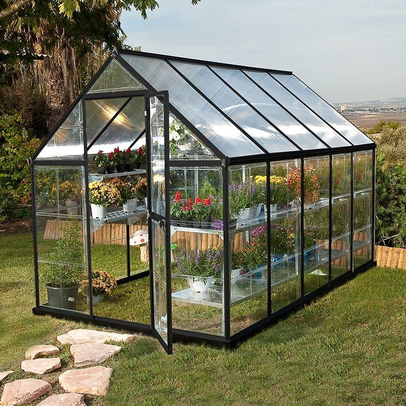 6' x 10' Palram Canopia Hybrid Walk In Grey Polycarbonate Greenhouse (1.85m x 3.06m) - Image 1