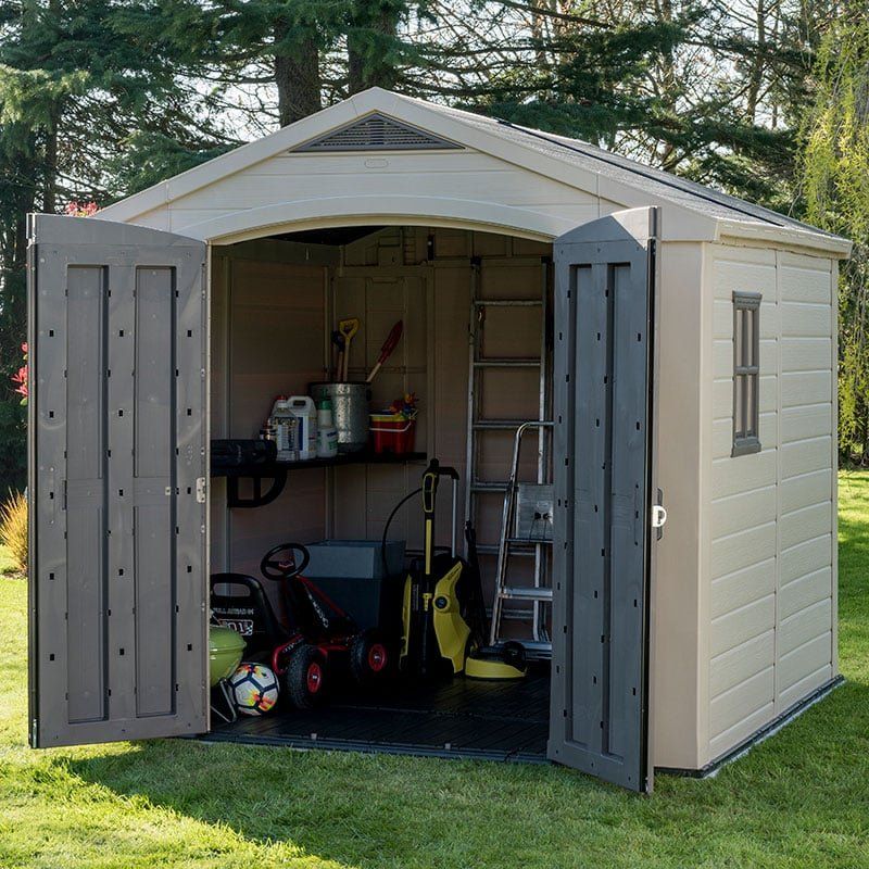 8' x 8' Keter Factor Plastic Garden Shed (2.57m x 2.55m) - Image 1