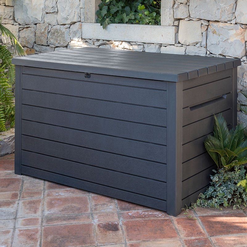 5' x 3' Keter XXL Plastic Garden Storage Box - Anthracite (1.47m x 0.83m) - Image 1