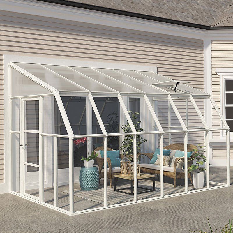 8'x12' Palram Canopia Rion White Sun Room Walk In Wall Greenhouse (2.4x3.6m) - Image 1