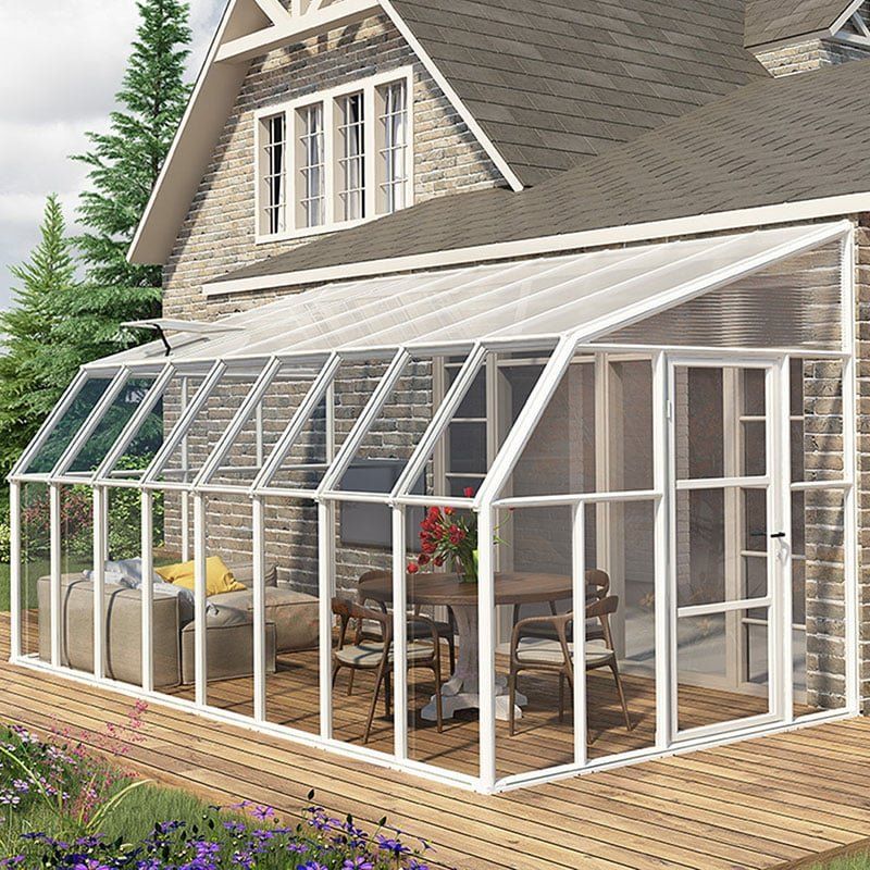 8'x16' Palram Canopia Rion White Sun Room Walk In Wall Greenhouse (2.4x4.8m) - Image 1