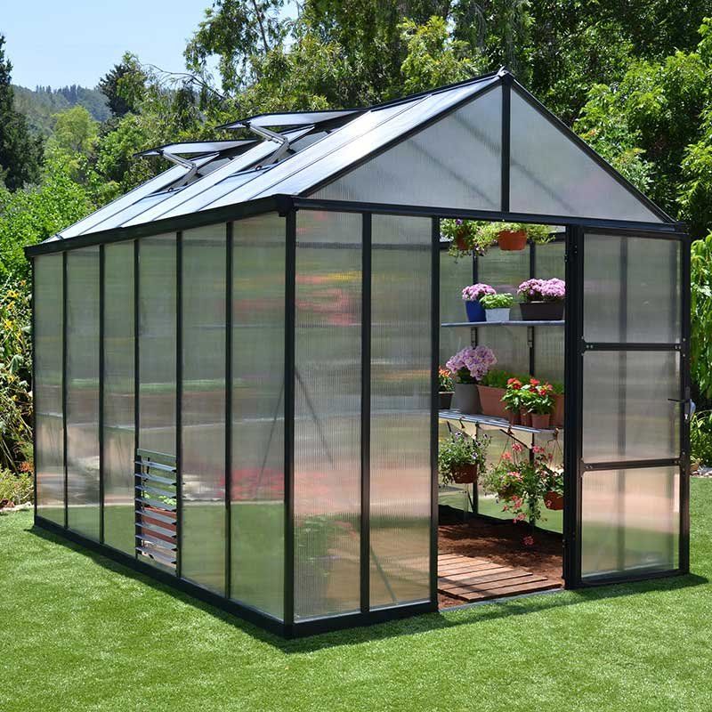 8'x12' Palram Canopia Glory Grey Large Polycarbonate Greenhouse (2.4x3.6m) - Image 1