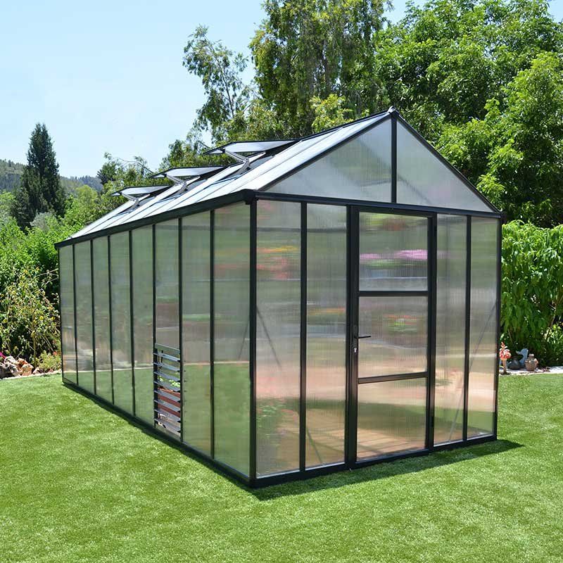 8'x16' Palram Canopia Glory Grey Large Polycarbonate Greenhouse (2.4x4.8m) - Image 1