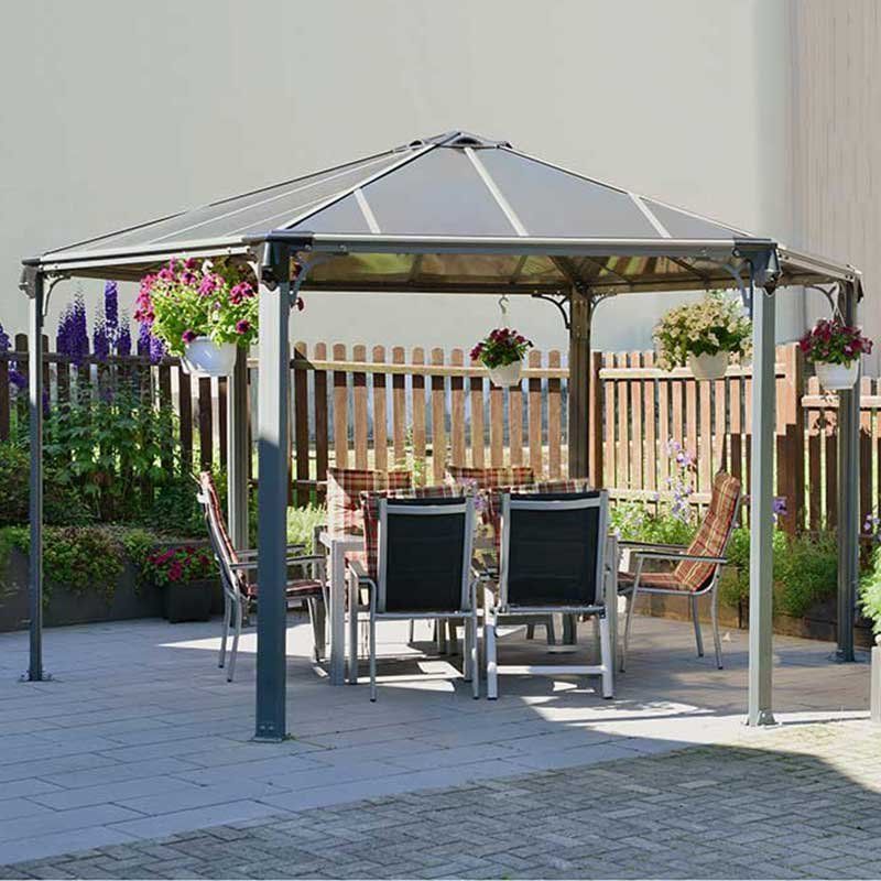 15'x13' (4.5x3.9m) Palram Canopia Monaco Grey Hexagon Garden Gazebo - Image 1
