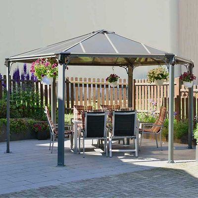 15'x13' (4.5x3.9m) Palram Canopia Monaco Grey Hexagon Garden Gazebo