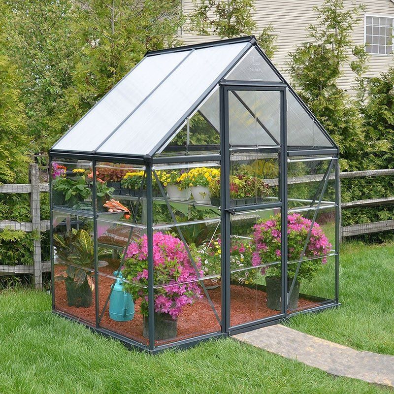 6' x 4' Palram Canopia Hybrid Grey Polycarbonate Greenhouse (1.85m x 1.26m) - Image 1