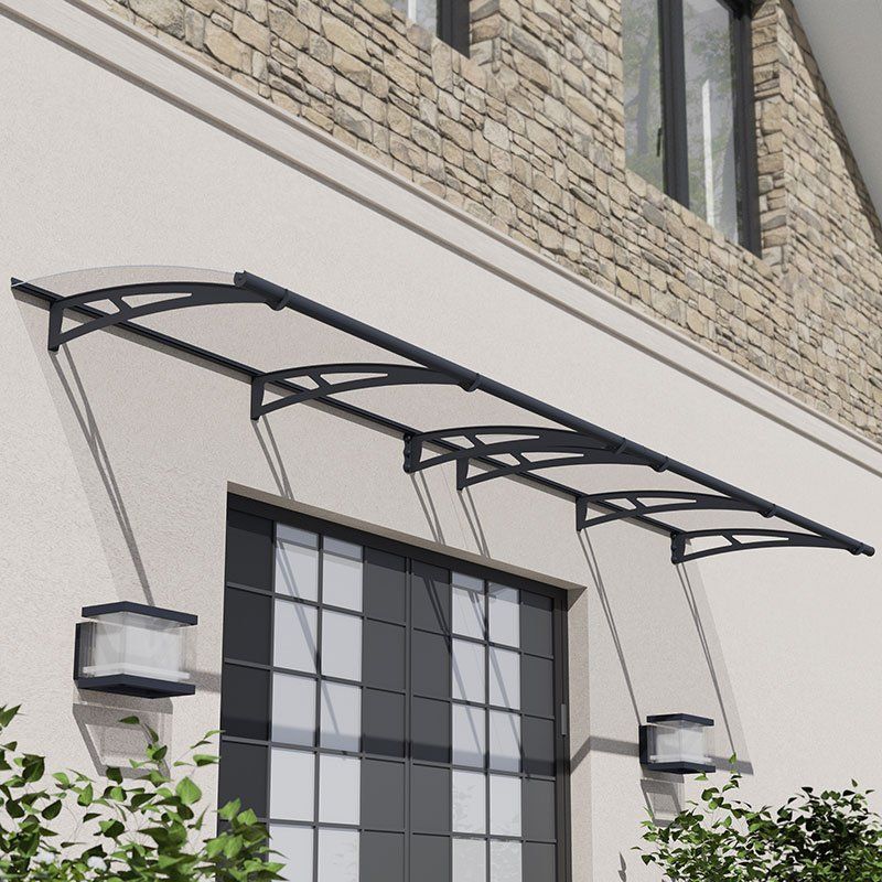 136 x 3 Palram Canopia Aquila 4100 Grey Clear Large Door Canopy (4.12m x 0.92m) - Image 1