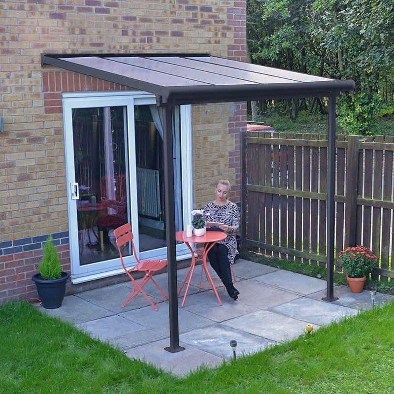 7' x 7' Palram Canopia Sierra Grey Clear Patio Cover (2.28m x 2.25m) - Image 1