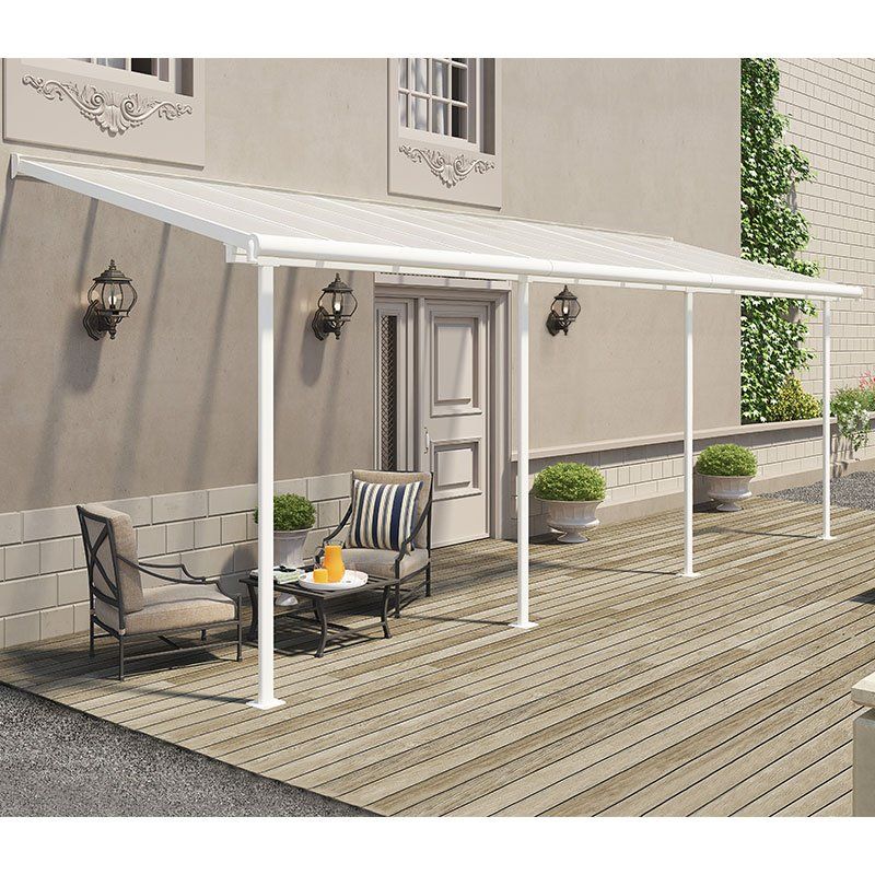 7' x 22' Palram Canopia Sierra White Clear Patio Cover (2.28m x 6.71m) - Image 1