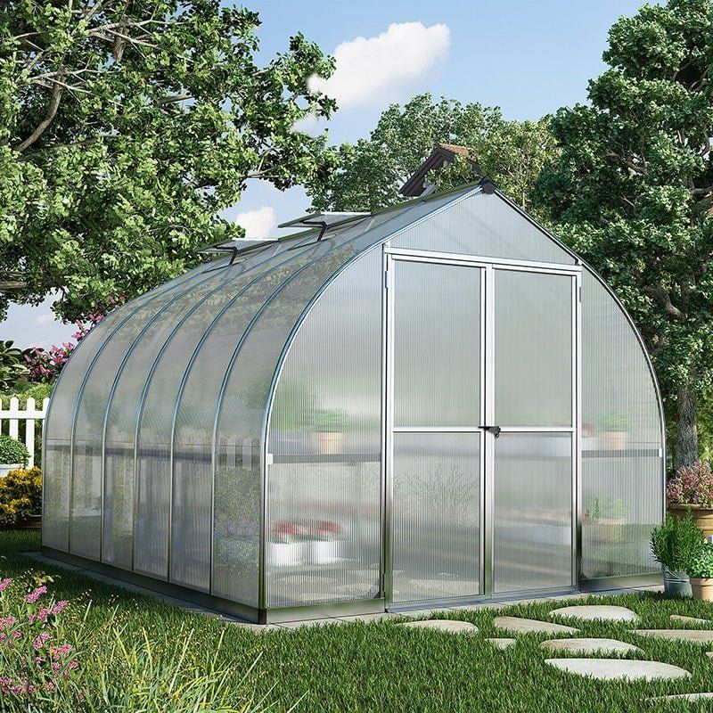 8'x12' Palram Canopia Bella Large Walk In Silver Aluminium Framed Greenhouse (2.4x3.6m) - Image 1