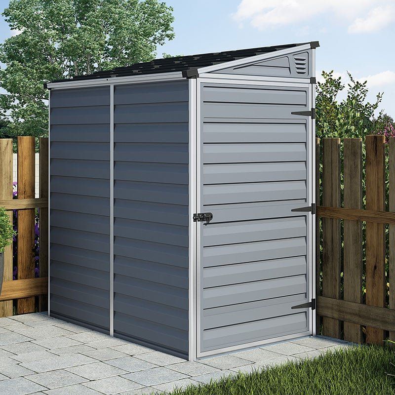 4' x 6' Palram Canopia Grey Skylight Pent Plastic Shed (1.17m x 1.77m) - Image 1