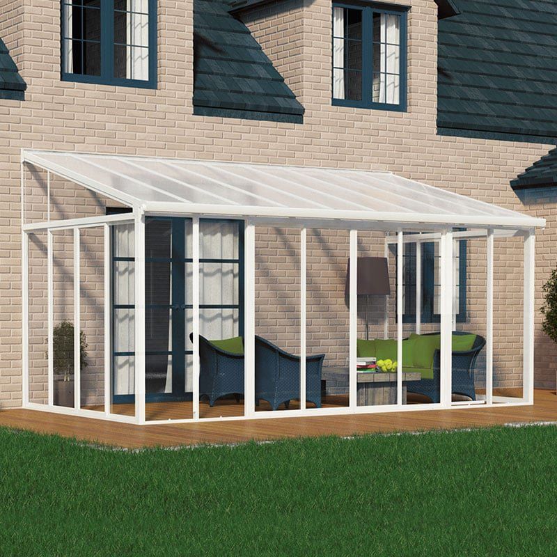 10'x18' (3x5.46m) Palram Canopia SanRemo White Lean-To Conservatory - Image 1