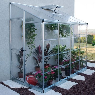 8 x 4 Palram Canopia Hybrid Lean To Silver Polycarbonate Greenhouse (2.44m x 1.25m)