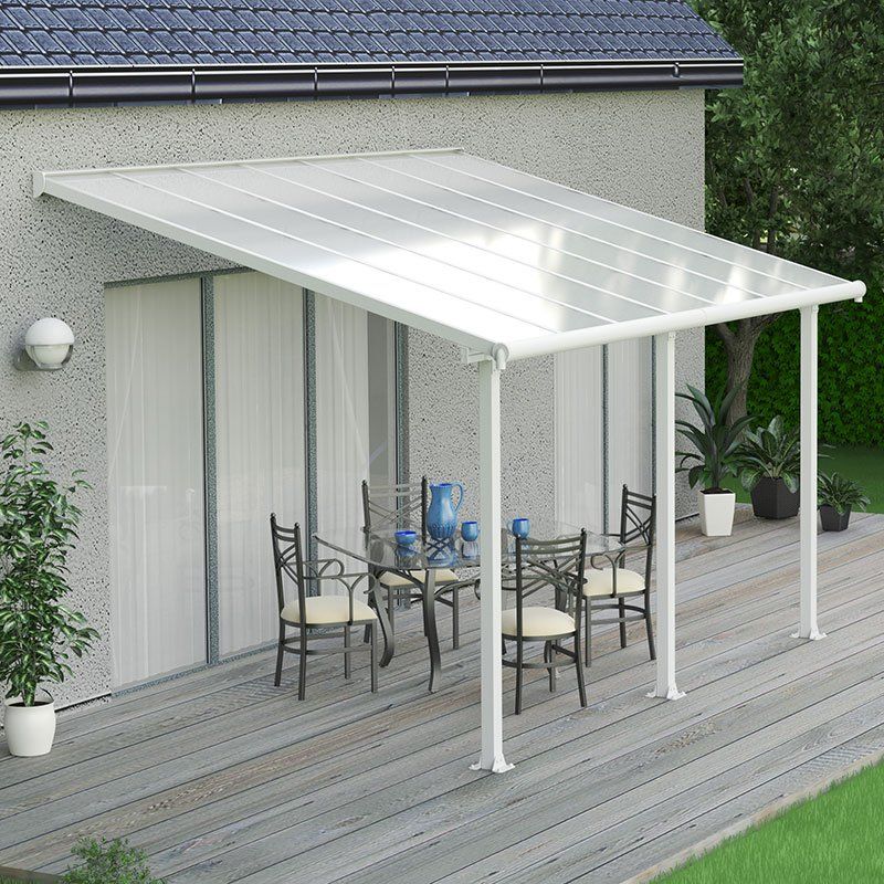 10'x14' (3x4.25m) Palram Canopia Olympia White Patio Cover With Clear Panels - Image 1